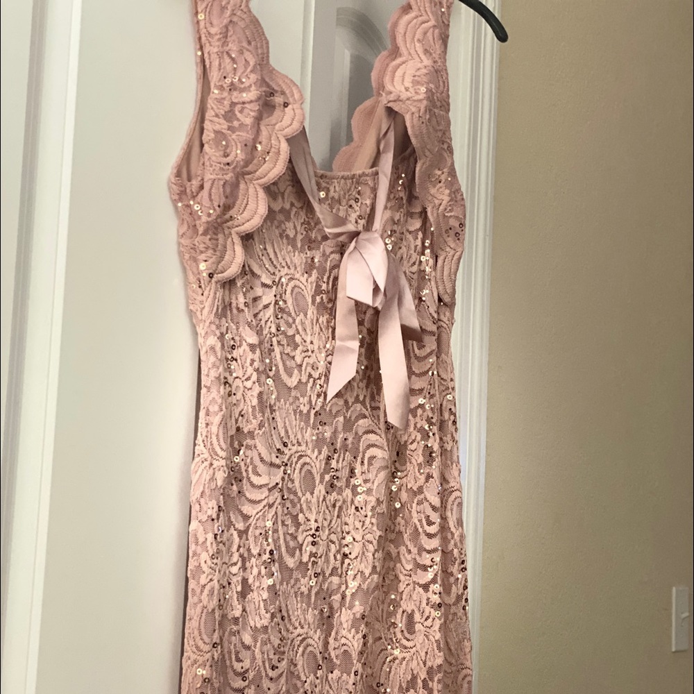 Beautiful sequins pastel pink wedding dress